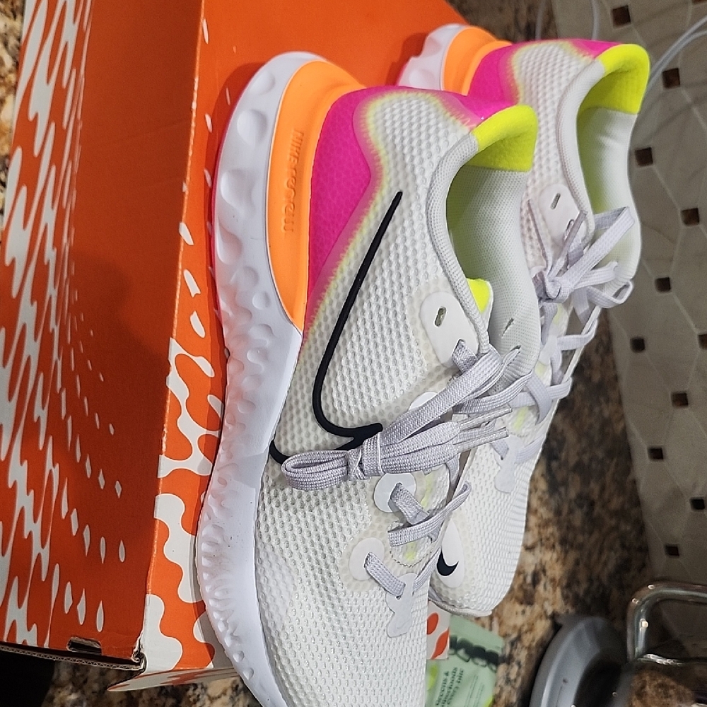 Nike Women's White and Neon Running Shoes
